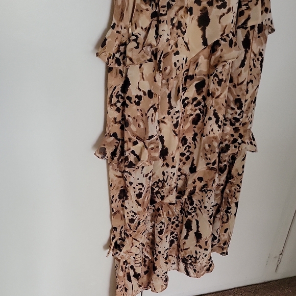 Bar||| Beige Printed Ruffle Slip Dress - Picture 11 of 11